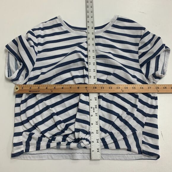 Splendid Shirt Womens Extra Large Knotted Twist Striped Cropped Short Sleeve Tee - Picture 8 of 13